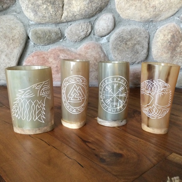 ✔️ Viking Drinking Horn Tumblers Set of 4 - Picture 1 of 8